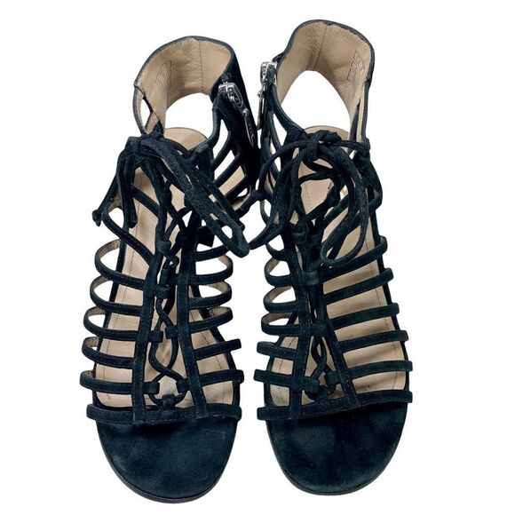 Pour La Victoire Amabelle Black Suede Leather Gladiator Cage Sandal 7.5 - Picture 3 of 10